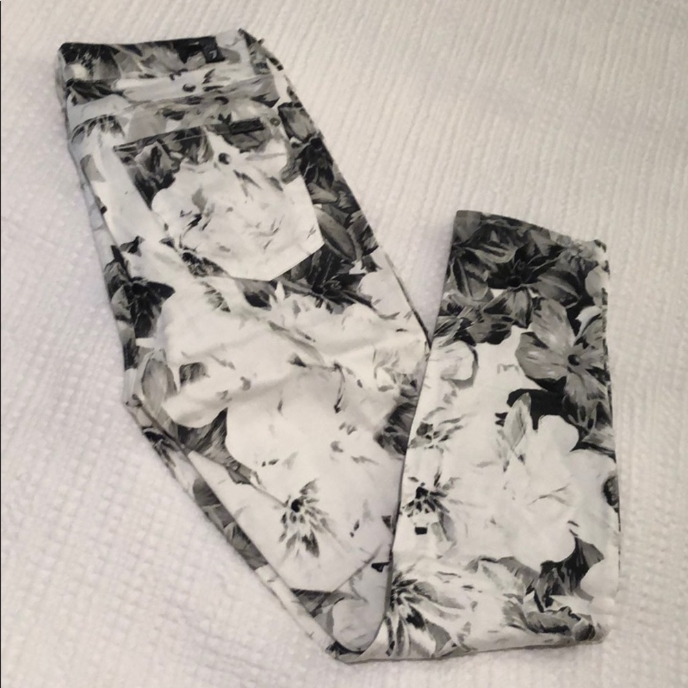 7 for all mankind black and white floral denim
